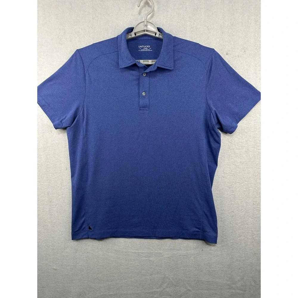 UNTUCKit Clavidor Polo Shirt‎ Mens Large Blue Performance Stretch Short Sleeve